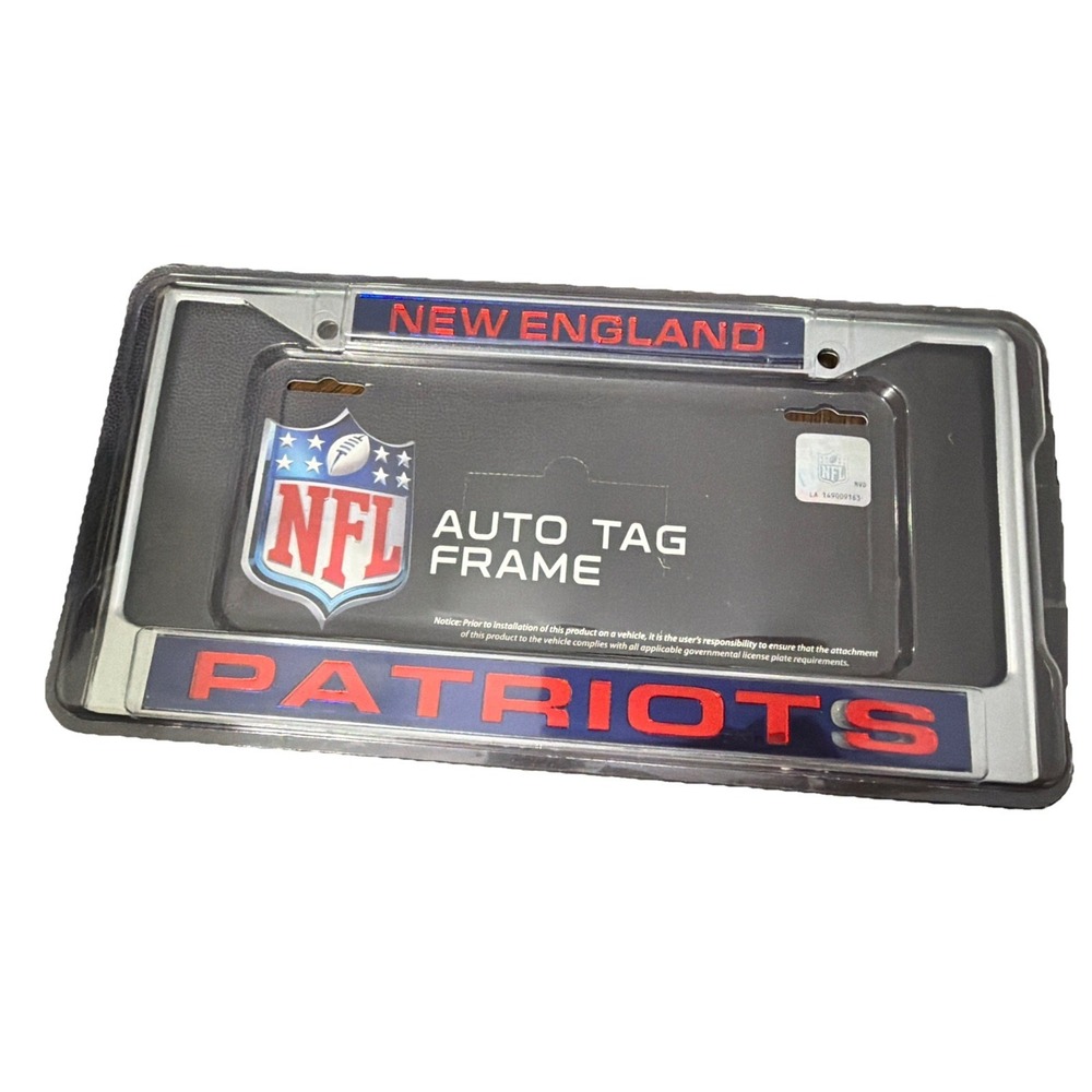 New England Patriots BLING Metal Chrome License Plate Frame Auto Truck Car NWT